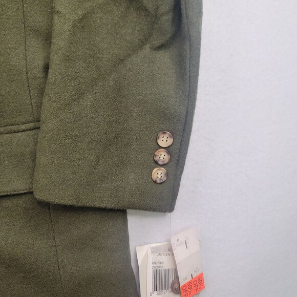 VTG Deadstock Jantzen Classics Olive Green Wool Blazer Embroidered Pocket Size 8 - Picture 4 of 12